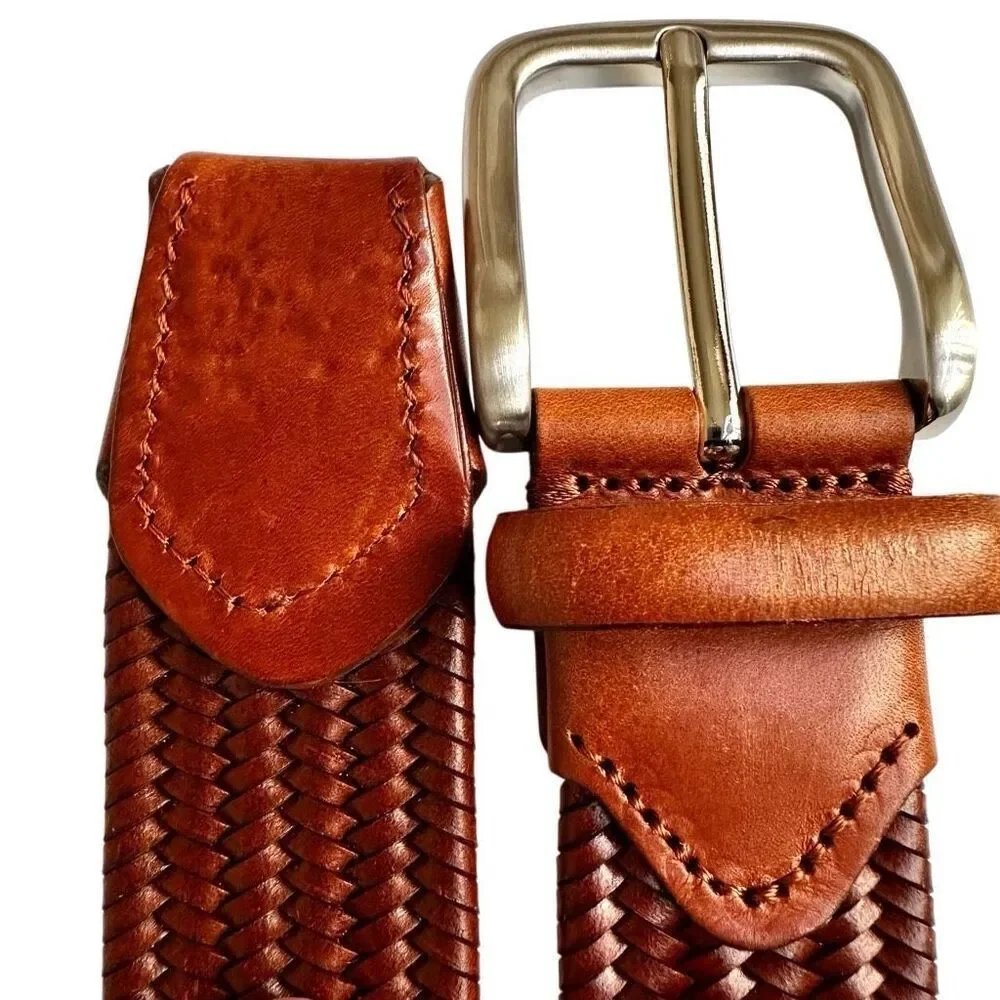 Italian leather Woven Stretch Leather Belt